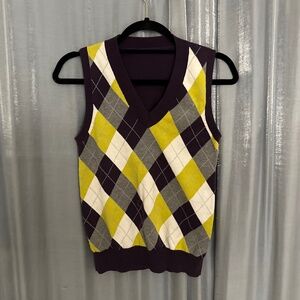 v-neck argyle sweater vest